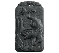 Collier pour homme, collier rétro naturel noir Hetian Jade sculpté signe du zodiaque chinois tigre porte-bonheur collier amulette collier fête bijoux de luxe jade