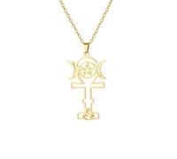 Collier pour homme, collier triple déesse de la lune égyptienne Ankh pendentif collier amulette classique bijoux cadeau
