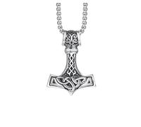 Collier pour homme - Collier Viking Mjolnir - Pendentif marteau de Thor - Collier viking - Amulette de force - Mythologie nordique