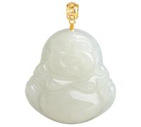 Collier pour homme doré naturel blanc Hetian Jade sculpté Bouddha porte-bonheur classique chaîne amulette collier tendance bijoux jade
