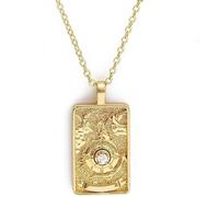 Collier pour homme, double face original Tarot Lune Cigano Divination Zircon Collier Roue de la Fortune Star Signe de la Mort Bijoux