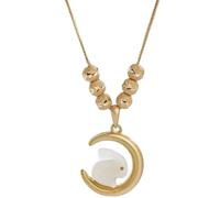 Collier pour homme en acier rouge doré Ti Collier Lune Lapin Jade Lapin Six Perles Style Chinois Pendentif Bijoux Serpent Os Chaîne Ethnique Cla...