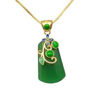 Collier pour homme en calcédoine verte naturelle sculpté à la main Ping'an Pendentif de la marque Fashion Boutique Bijoux Hommes et Femmes Collier Agate Cadeaux populaires