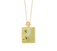 Collier pour homme en émail avec pendentif en forme de fleur de lotus, jade vert chaud, collier classique pour banquet pour femme