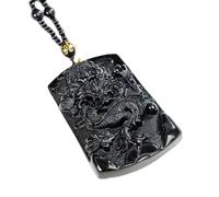 Collier pour homme en jade authentique avec pendentif en forme de dragon noir sculpté du zodiaque