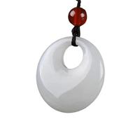 Collier pour homme en jade blanc naturel or soie jade excentrique rond pendentif anneau de sécurité, collier simple classique.