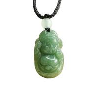 Collier pour homme en jade naturel avec pendentif en jade vert et petit dieu de la richesse sculpté style ethnique, offrez-lui un cadeau