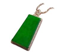 Collier pour homme en jade naturel type glace vert pendentif traité article cadeau motif géométrique collier fermoir série princesse