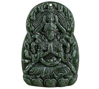 Collier pour homme en jade noir véritable naturel hotan avec pendentif bodhisattva Guanyin mille armés, bijoux sculptés, amulette tendance, certificat cadeau