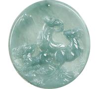 Collier pour homme en jadéite naturelle verte glacée sculptée avec trois moutons chinois - Collier amulette porte-bonheur en jade de luxe tendance