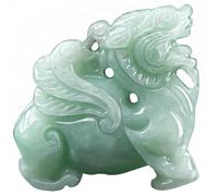 Collier pour homme en jadéite naturelle verte glacée sculptée chinoise Kylin Vivid Lucky Pendentif amulette Collier de luxe Jade Cadeau Bijoux