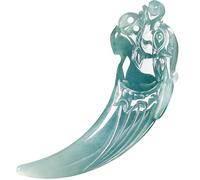 Collier pour homme en jadéite naturelle verte glacée sculptée dragon longue dent porte-bonheur collier amulette collier tendance fait main jade cadeau bijoux