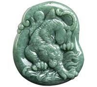 Collier pour homme en jadéite verte naturelle sculpté du zodiaque tigre porte-bonheur collier amulette pour femme homme cadeau mode bijoux