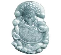 Collier pour homme en jadéite verte naturelle sculptée chinoise RuYi Dieu de la richesse porte-bonheur Collier amulette tendance Jade Bijoux Cadeau