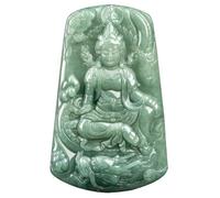 Collier pour homme en jadéite verte naturelle sculptée dragon chinois GuanYin - Pendentif porte-bonheur - Collier tendance de luxe en jade - Cadeau de bijoux