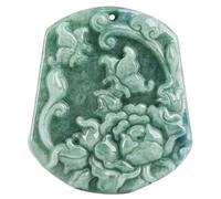Collier pour homme en jadéite verte naturelle sculptée papillon fleur pendentif amulette collier tendance luxe jade vintage cadeau bijoux