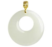 Collier pour homme en or blanc naturel Hetian Jade Fortune rond Harmony Pendentif amulette Collier de luxe Bijoux en jade