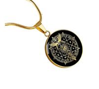 Collier pour homme - Hermétique - Couleur or brillant - Pendentif serpent Kundalini - Collier d'alchimie - Symbole médical - Amulette - Talisman - Bijoux cadeaux