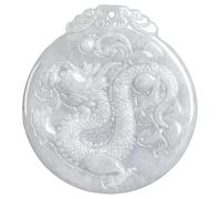 Collier pour homme, jadéite de glace naturelle sculptée unique veine antique dragon antique pendentif amulette collier de luxe jade tendance bijoux cadeau