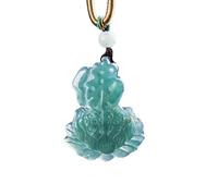 Collier pour homme, pendentif bouddha lotus en jade d'eau bleu naturel, collier en jadéite émeraude, bijoux à breloques vintage, cadeaux porte-bonheur pour femmes
