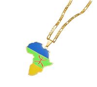 Collier pour homme, pendentif carte de l'Afrique berbère, bijoux berbères africains pour femmes hommes Maroc Algérie Tunisie Libye