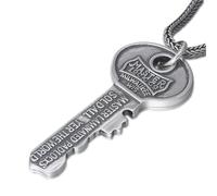 Collier pour homme, pendentif clé rétro en argent sterling S925, lettres européennes et américaines, porte-clés pour homme et femme, argent, pendentif + chaîne 65 cm