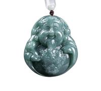Collier pour homme, pendentif dieu de la richesse en jadéite, accessoires en jade véritable, bijoux en pierre précieuse naturelle, collier de luxe sculpté amulette de créateur