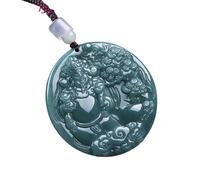 Collier pour homme, pendentif dieu de la richesse en jadéite, amulette sculptée en pierre précieuse naturelle, véritable collier accessoires vintage talismans