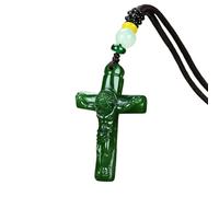 Collier pour homme, pendentif en jade vert naturel sculpté à la main, bijoux tendance pour homme et femme, collier Jésus
