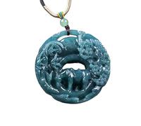 Collier pour homme, pendentif fleur de jadéite, cadeau pour femme, breloque vintage en jade véritable, accessoires de créateur, amulette sculptée
