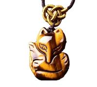 Collier pour homme, pierre œil de tigre jaune naturelle, pendentif tête de renard, collier tendance à breloques amulette, cadeau de chance pour femmes et hommes