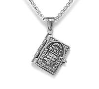Collier pour homme, Sainte Bible peut être ouverte, colliers pour hommes et femmes, colliers pendentifs, chaîne punk, tendance, bijoux tendance, cadeau créatif