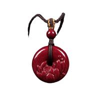 Collier pour homme tendance en forme de cinabre rouge jade lotus boucle de sécurité collier bijoux chinois sculpté à la main guérison mode femme cadeau chance
