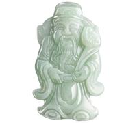 Collier pour homme, tendance en jadéite verte naturelle sculptée Dieu de la richesse porte-bonheur Collier amulette de luxe Jade Vintage Cadeau Bijoux