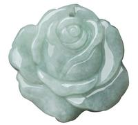 Collier pour homme, tendance en jadéite verte naturelle sculptée incroyable rose fleur porte-bonheur collier amulette collier breloque certifiée bijou femme cadeau