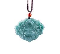Collier pour homme, véritable émeraude jade bleu eau ruyi lotus pendentif amulettes émeraude naturelle bijoux cadeaux pull chaîne femme
