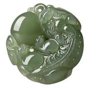 Collier pour homme, véritable jade de Hétien, pendentif Feng Shui courageux, hommes et femmes, modèles de couple, bouton de paix vert lac, pendentif en jade, bijoux cadeau