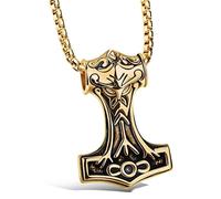 Collier pour homme Viking Hammer Of Thor Pendentif doré