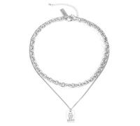 Collier pour Hommes argentés avec étiquette de Chien Pendentif pour Gravure Papa Mes Colliers de chaîne de héros 57 cm, Acier en Titane, Pas de Pierre précieuse