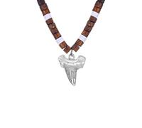 Collier pour hommes, collier simple avec pendentif en dents de requin pour hommes et garçons, coquille naturelle de noix de coco, collier ras-du-cou en bois d’argile tendre, mode de bijoux animaux