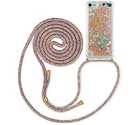Collier pour iPod Touch 5/6/7(2019) Coque -Dégradé Glitter Liquide Filles Femmes Étui Étincelle Étui À Bandoulière Et Cordon Collier avec Réglable Cordon Lanière Pochette pour Telephone Portable