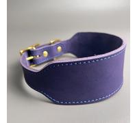 Collier pour lévrier martingale fait à la main en cuir pleine fleur avec boucle en laiton, design vintage anti-traction pour lévriers whippets (violet, col en S de 25 à 31 cm)