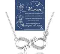 Collier Pour Maman,Collier D'amour À L'infini Pour Femme Avec Mom,Cadeau De Fête Des Mères Pour Maman De Part De Sa Fille Fils,Cadeau D'anniversaire Avec Boîte,18+2in,Plaqué Argent 925