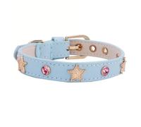 Collier pour petit chien avec étoile en strass, accessoire de qualité pour animal domestique (Bleu, S)