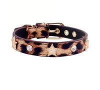 Collier pour petit chien avec étoile en strass, accessoire de qualité pour animal domestique (léopard, M1)