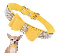 Collier pour Petit Chien Chiot et Chat Chaton avec Nœud Papillon Paillette Strass Luxe Diamant Cristal Princesse Fantaisie - Jaune S