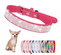 Collier pour Petit Chien Chiot et Chat Chaton avec Paillette Strass Luxe Diamant Cristal Princesse Fantaisie - Rose Vif XS