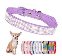Collier pour Petit Chien Chiot et Chat Chaton avec Paillette Strass Luxe Diamant Cristal Princesse Fantaisie - Violet S