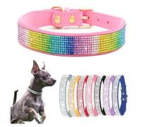 Collier pour petit chien et chat avec strass étincelants pour chiot, chat et chaton de petite et moyenne taille - Rose coloré - Taille XXL