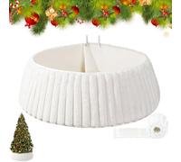 Collier Pour Sapin De Noël De 72 Cm, Cache-pied En Peluche, Support En Forme D'anneau Pour Sapin De Noël, Jupe Douce Texturée À Rayures Blanches, Panier Bohème En Peluche Pour Petits Sapins Artificiel